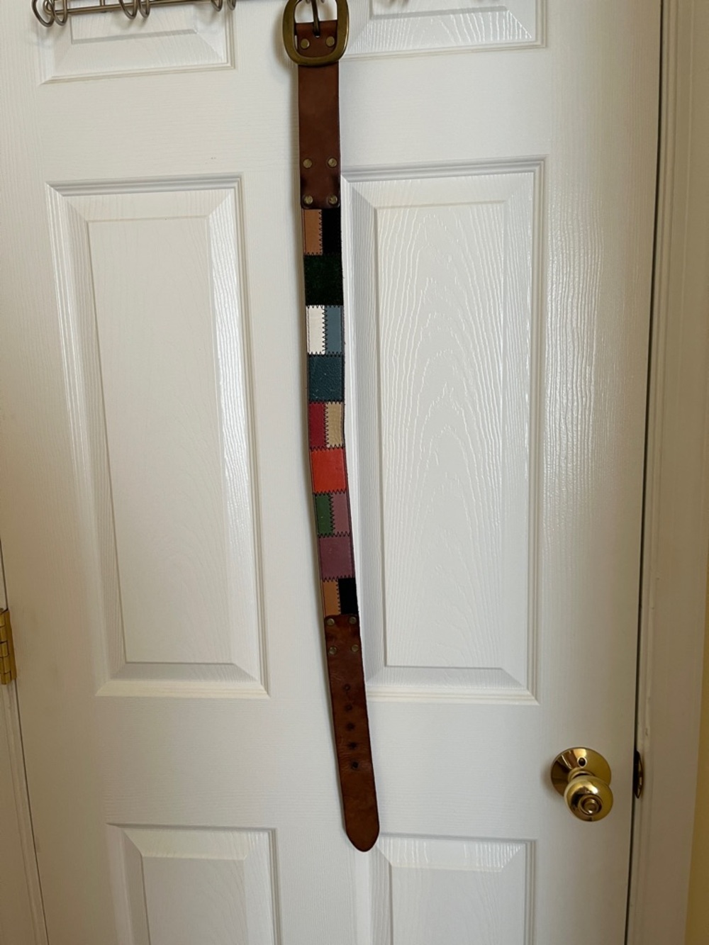 Lucky Brand Brown Leather Belt with Multicolor Patchwork